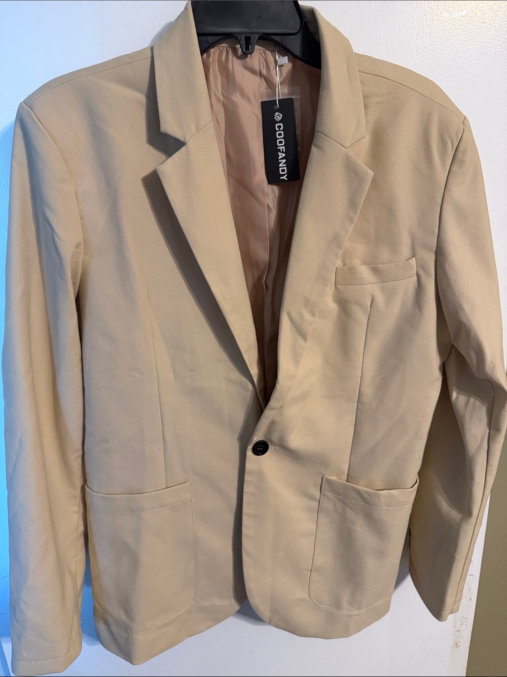 COOFANDY Men's Tan Single-Button Blazer